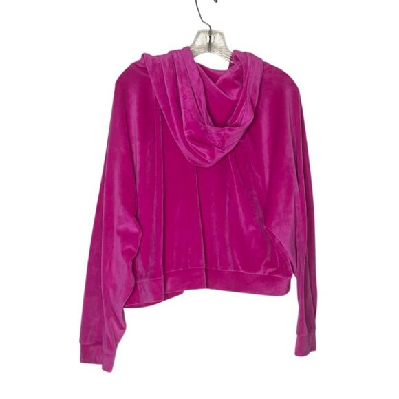 VICTORIAS SECRET Pink Fuchsia Hoodie Velour Full Zip Jacket Size XL - Picture 5 of 9